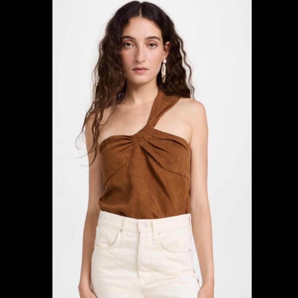 Veronica Beard Belinda Top Bronze Sz 4 linen